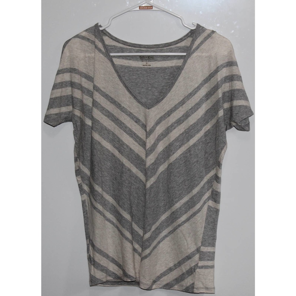 Women's Calvin Klein Gray Cotton Modal Short Sleeve Shirt Top Size S Small NWOT